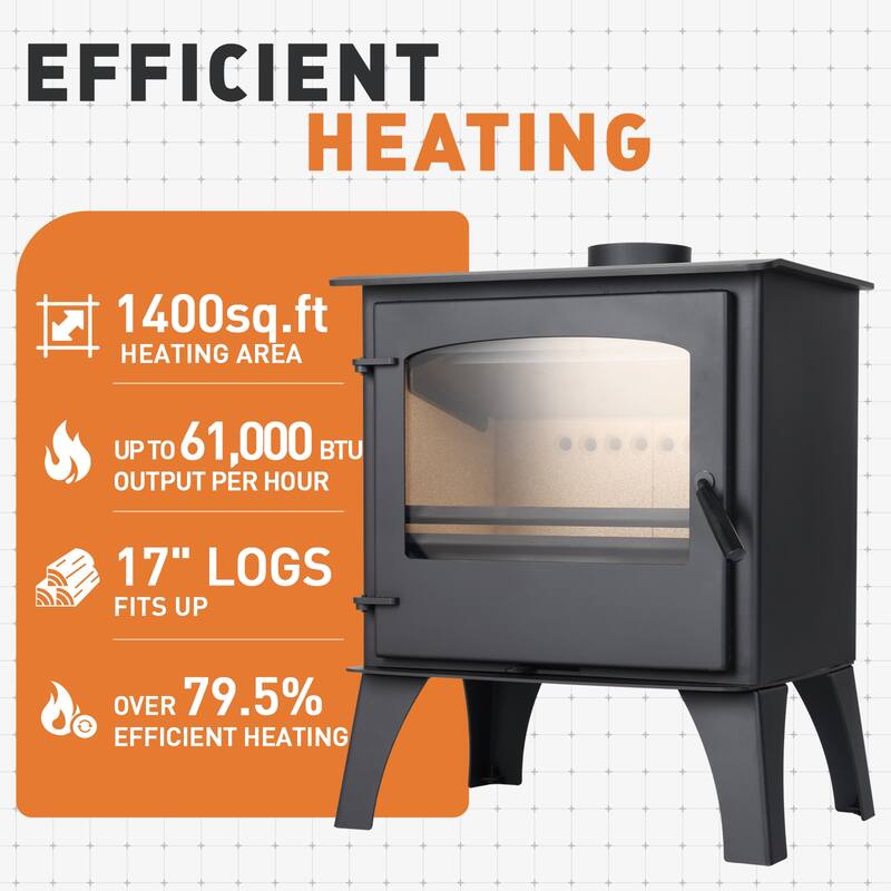 Aoodor Wood Burning Stove, Multi-fuel Stove with Leg