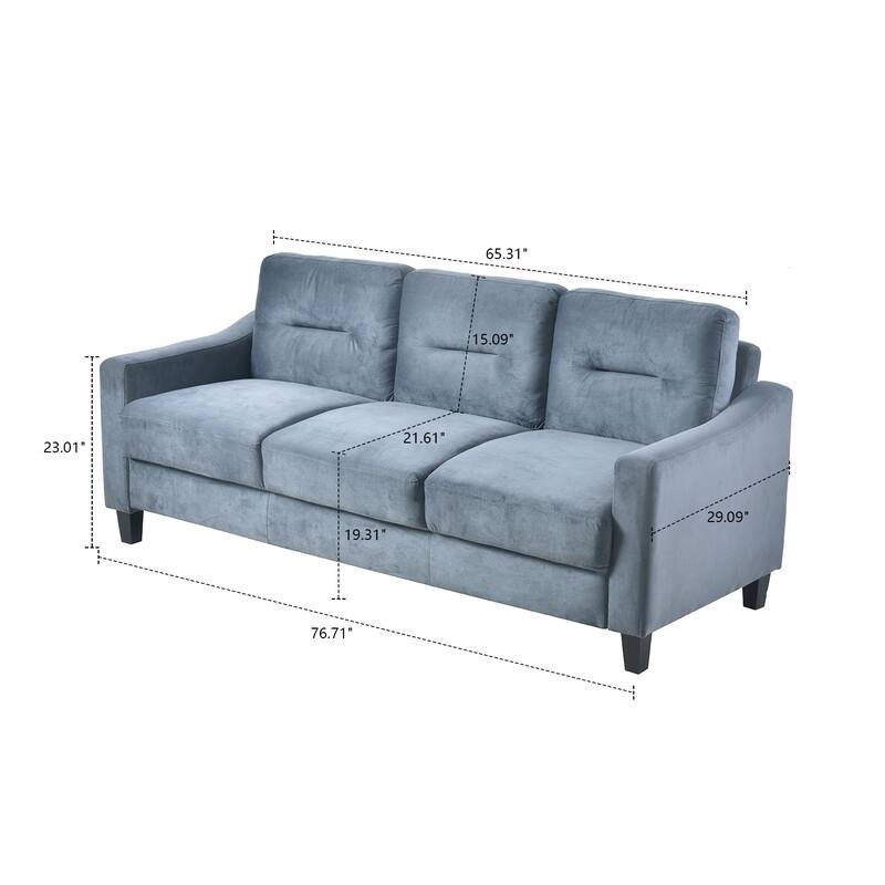 Modern Minimalist Velvet Upholstered Sofa with Plastic Legs