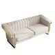 preview thumbnail 17 of 18, Mid-Century Channel Tufted Velvet Sofa with Metal Legs