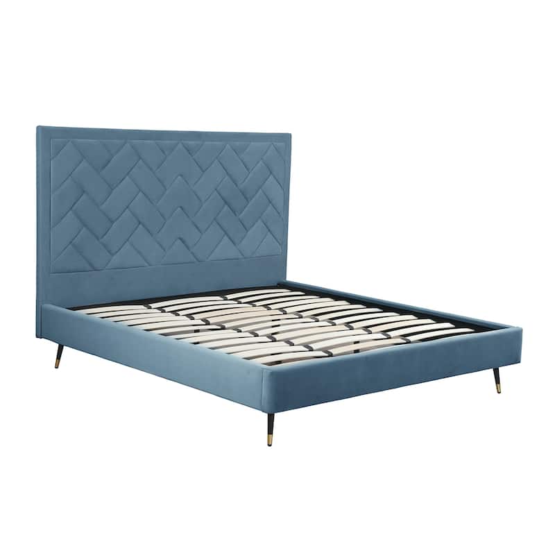 Manhattan Comfort Crosby Velvet Upholstered Bed