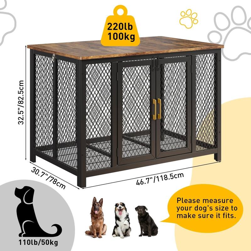 Large Dog Crate Furniture with Top Opening, End Table Design