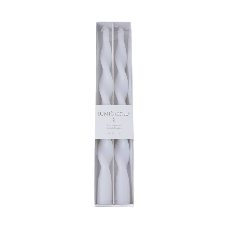 Lumière Twist Formal Taper Candles, Set of 12 - Holiday Table Décor