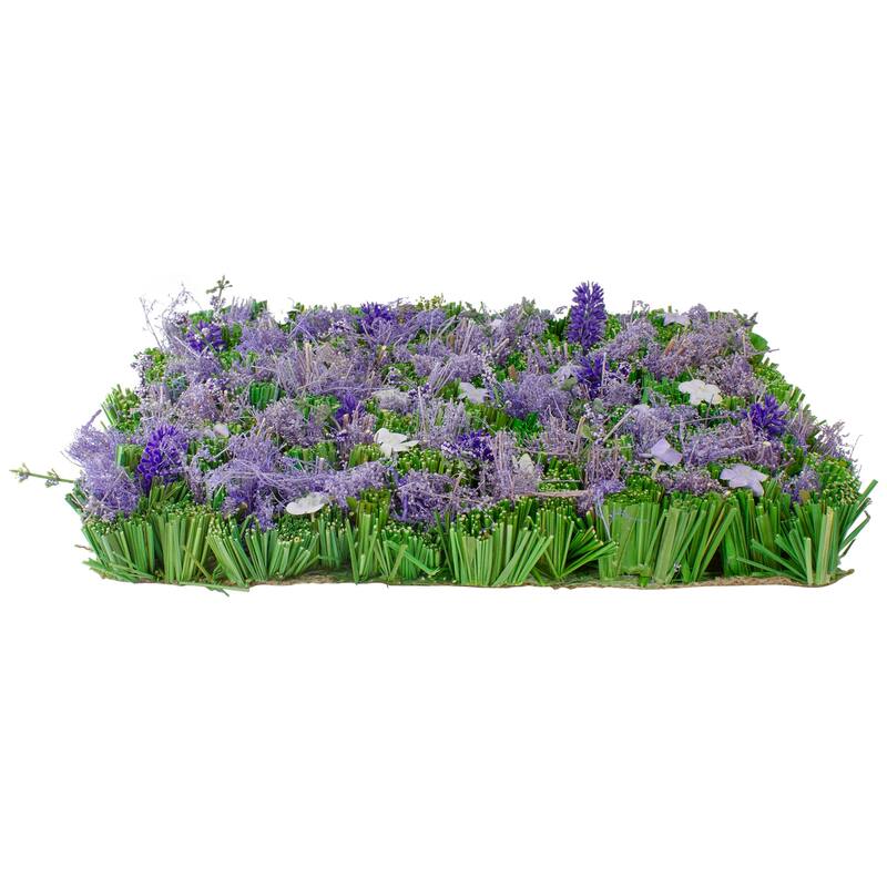 Mixed Floral and Grass Artificial Spring Mat - 13" - Purple and Green