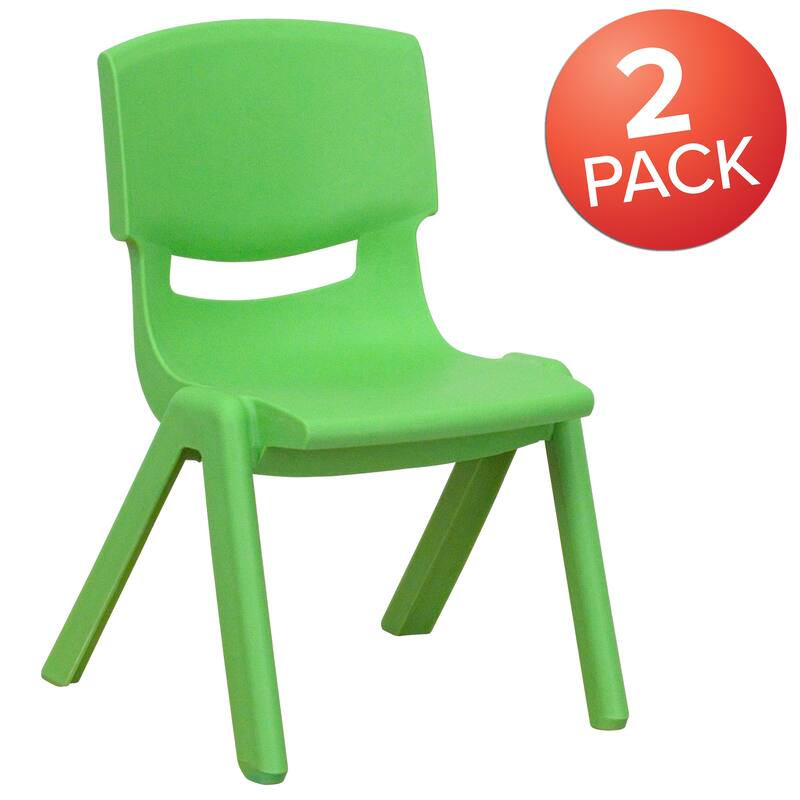 2 Pack Plastic Stackable Preschool Chair with 10.5" Seat Height - 14"D x 12.5"W x 20"H