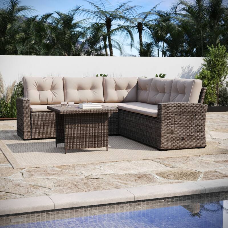 Indoor/Outdoor Conversation Set with Sofa and Table