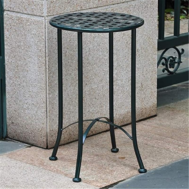 Modern Round Side Table - 16 Inch Iron Patio Table - Outdoor Accent Table - Durable UV Protected Finish - 26
