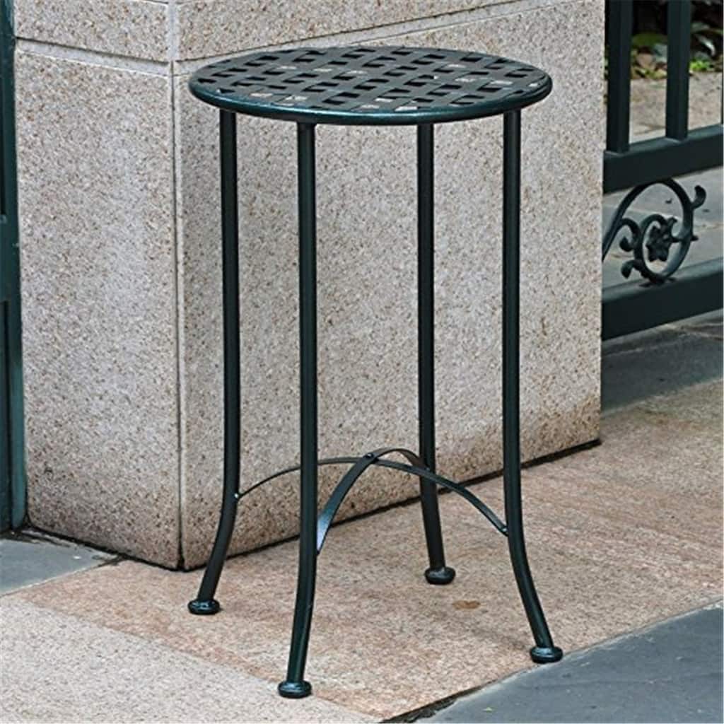 Modern Round Side Table - 16 Inch Iron Patio Table - Outdoor Accent Table - Durable UV Protected Finish - 26