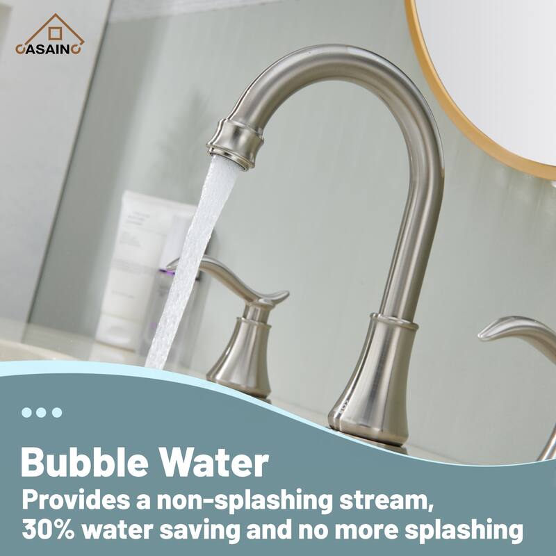 8 in. Widespread Double Handle Bathroom Faucet with Drain Kit Included