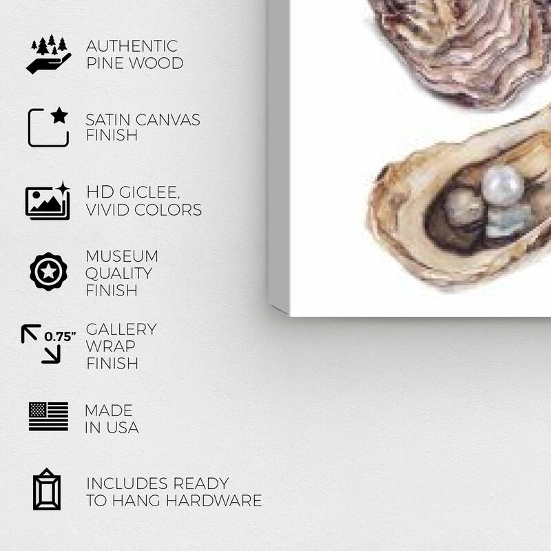 Wynwood Studio Prints Food and Cuisine Oysters Collection White and Glam Wall Art Canvas Print