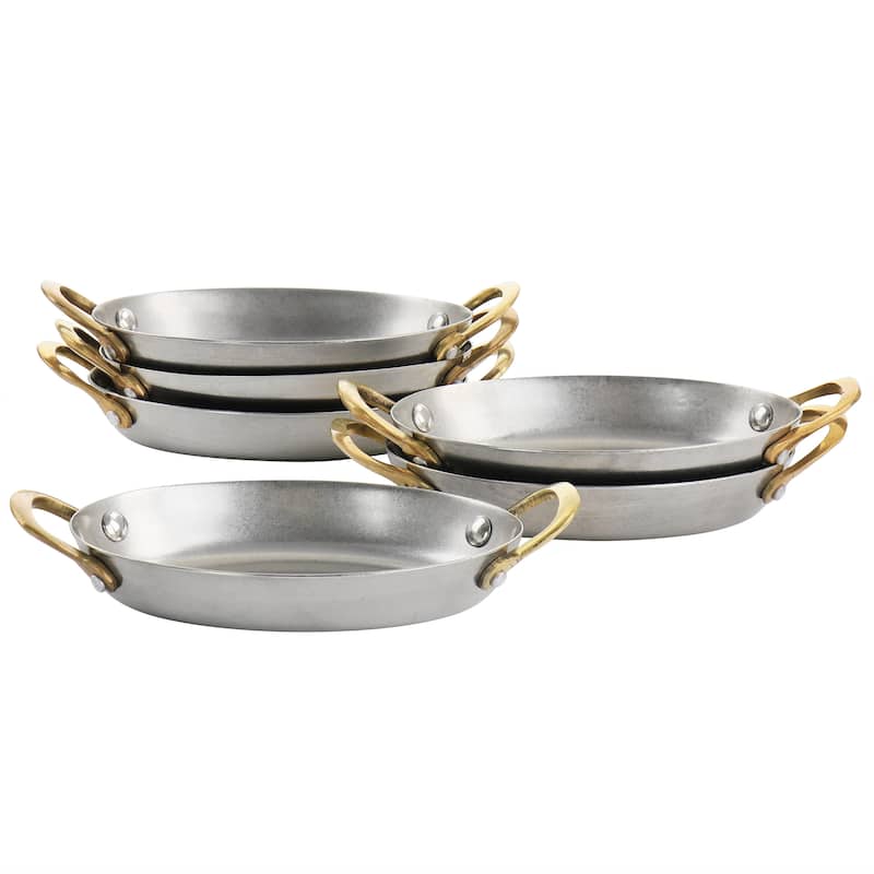 Martha Stewart 6Pc Mini Vintage Oval Au Gratin Pan Set with Brass - Silver