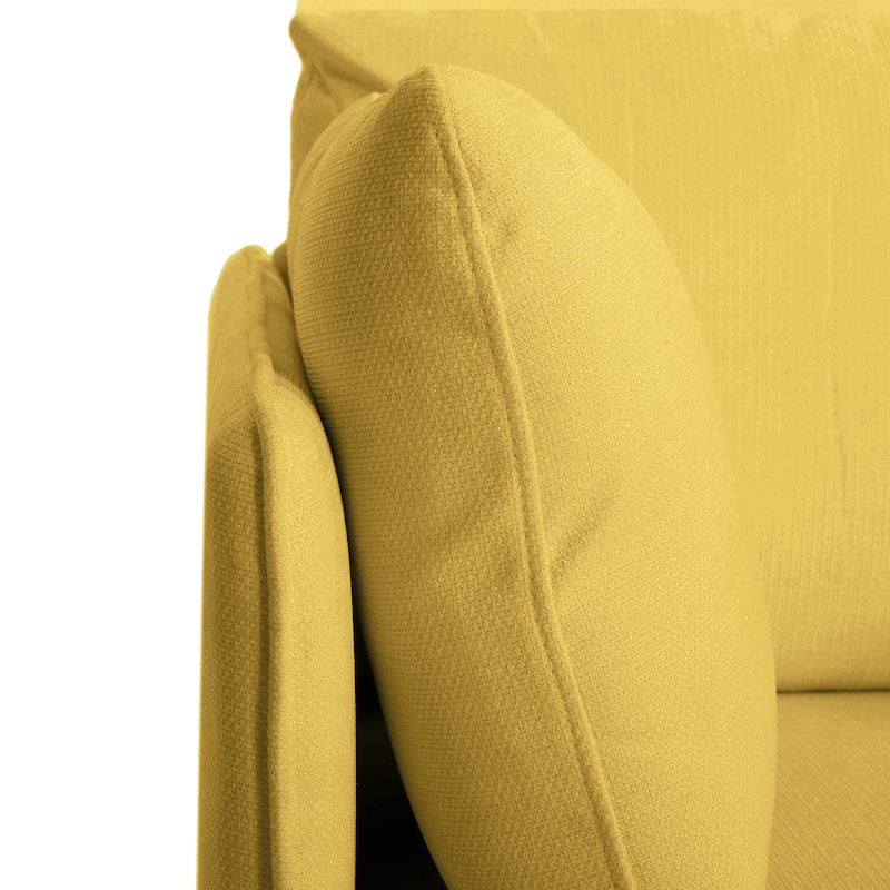 Yellow Modern 39.17" Upholstered Accent Chair with Wood Legs and Pillow for Living Room