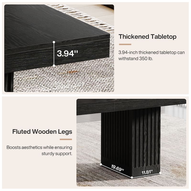 63 Inck Black Desk for Home Office, Modern Couputer Desk with Double Pedestal