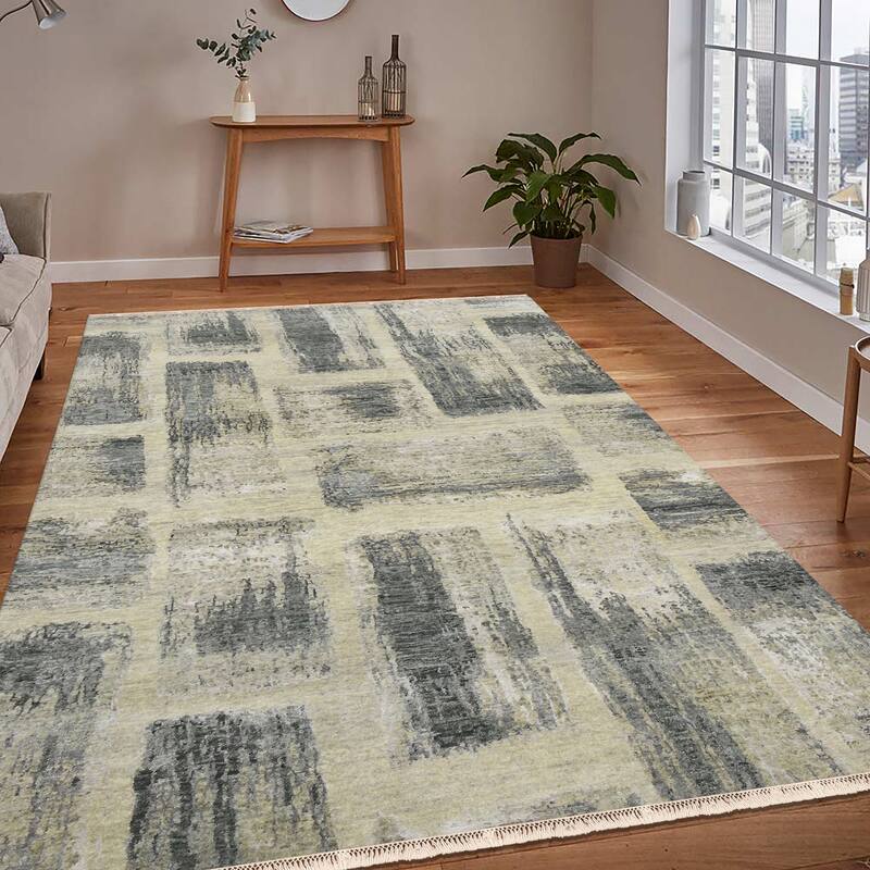 Magi Delilah Modern Abstract Hand-Knotted Wool Blend Area Rug - 8' x 10' - Gray
