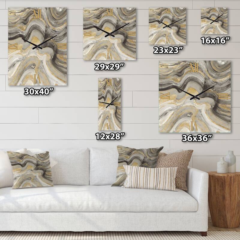 Designart 'Glam Gold Canion' Modern Large Wall Clock Bed Bath