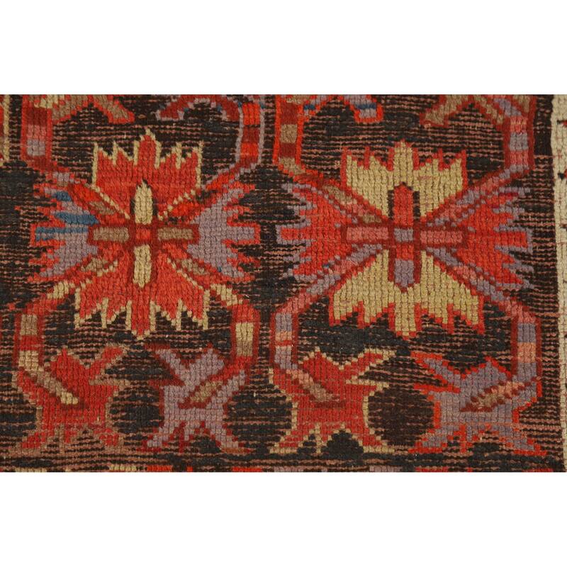 Hand Knotted Oriental 100% Wool Carpet Transitional Geometric Oranges & Rust Anatolian Area Rug - 4' 2'' X 3' 6''