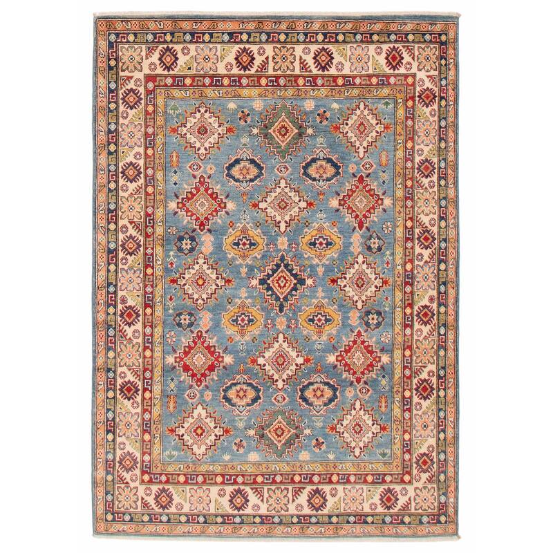 ECARPETGALLERY Hand-knotted Uzbek Ghazni Blue Wool Rug - 5'6 x 7'10 - Blue - 5'6 x 7'10