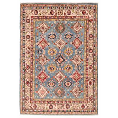 ECARPETGALLERY Hand-knotted Uzbek Ghazni Blue Wool Rug - 5'6 x 7'10