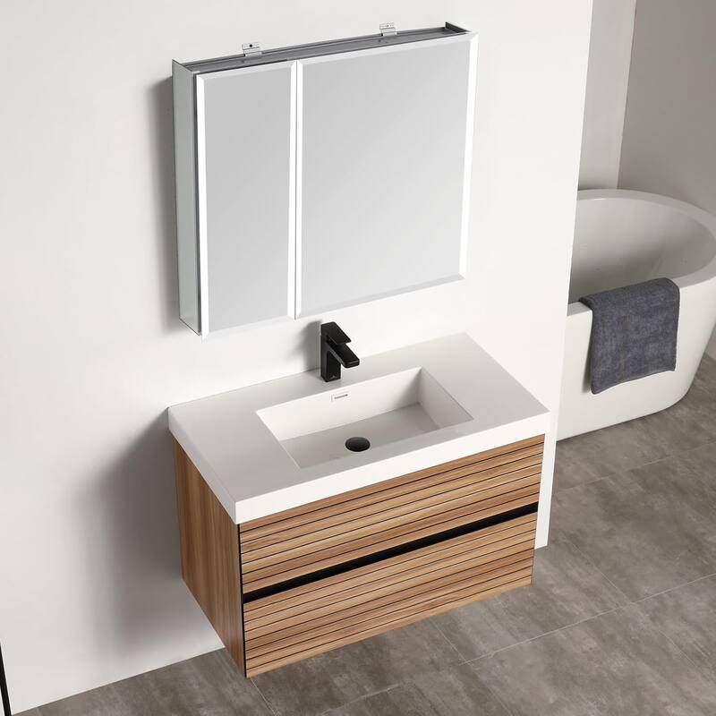 Blossom 36" Floating Bathroom Vanity with Acrylic Sink, Modern Design