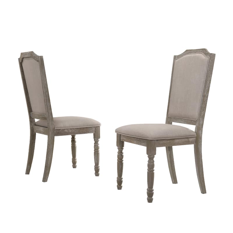 Wood Pedestal Dining Chair, Farmhouse Tan Button Tufted Upholstered Dining Chairs, Living Room Chair Side Chair Set of 2