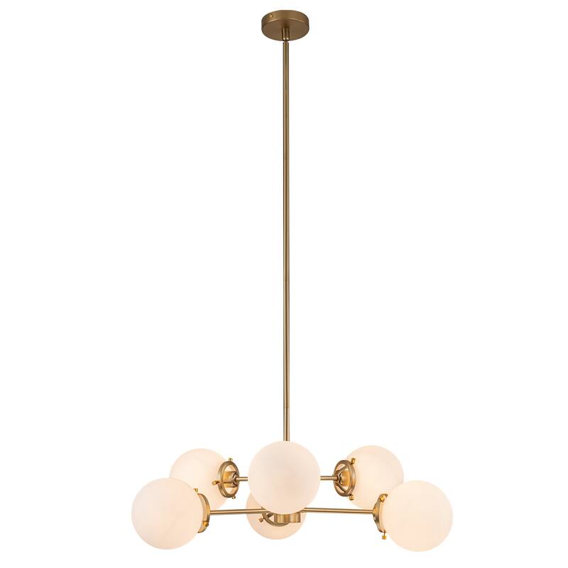 6-Light Modern Linear Sputnik Chandelier Cluster Globe Glass Kitchen Island Light