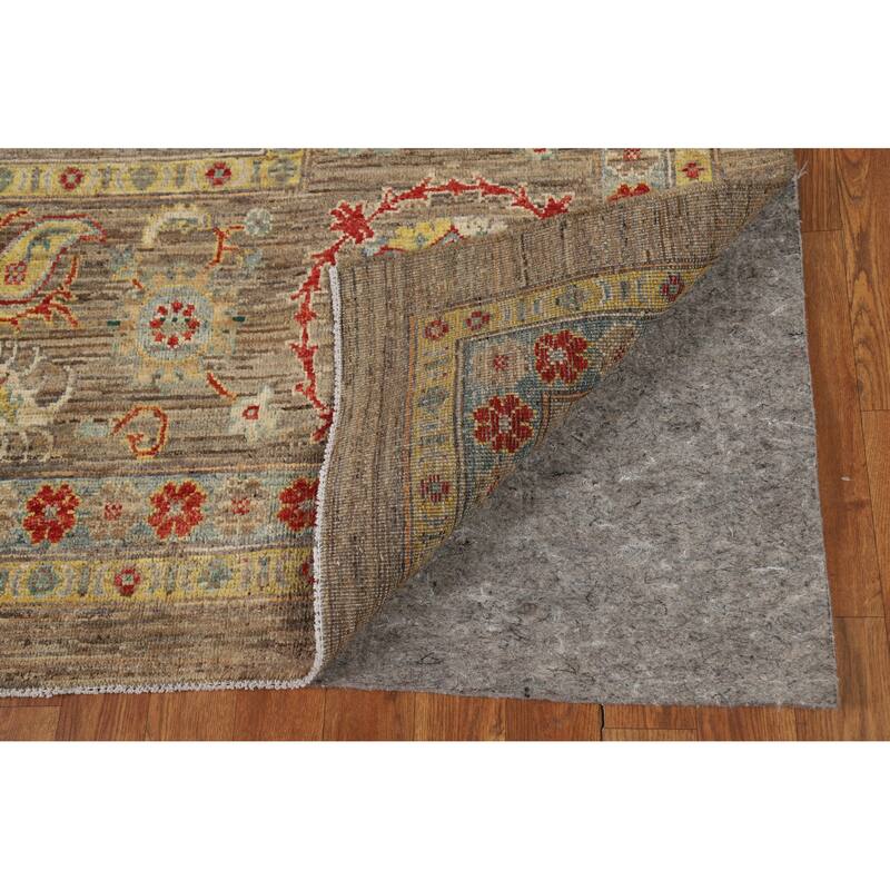 Hand Knotted Oriental 100% Wool Carpet Transitional All-Over Brown Oushak Area Rug - 9' 1'' X 6' 6''