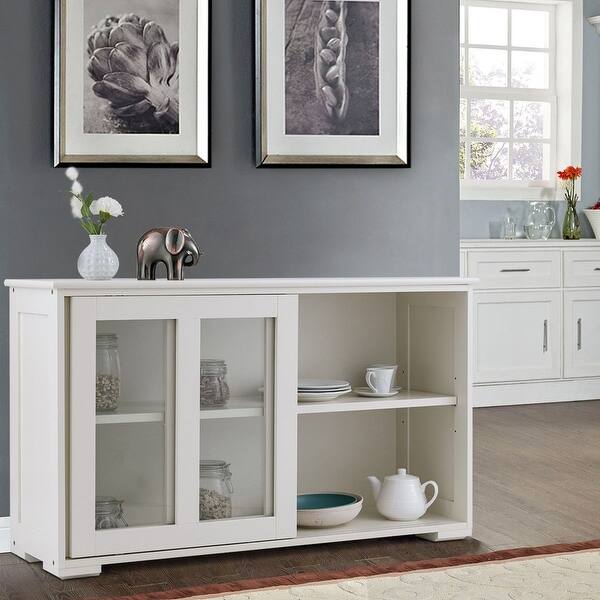 Shop Costway Storage Cabinet Sideboard Buffet Cupboard Glass