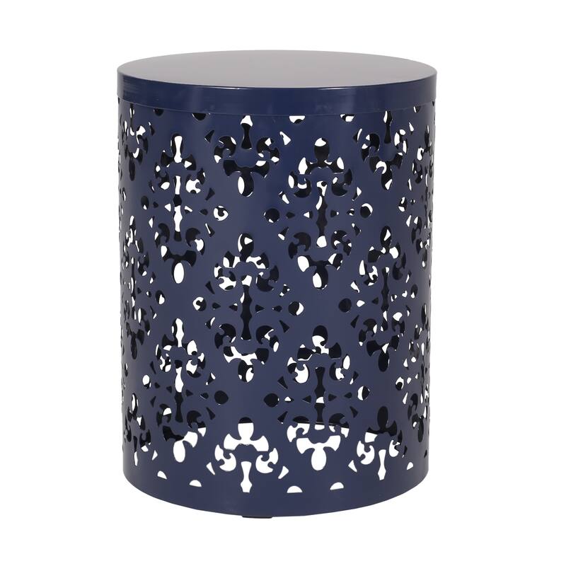 Outdoor Metal end table -Large - Navy Blue