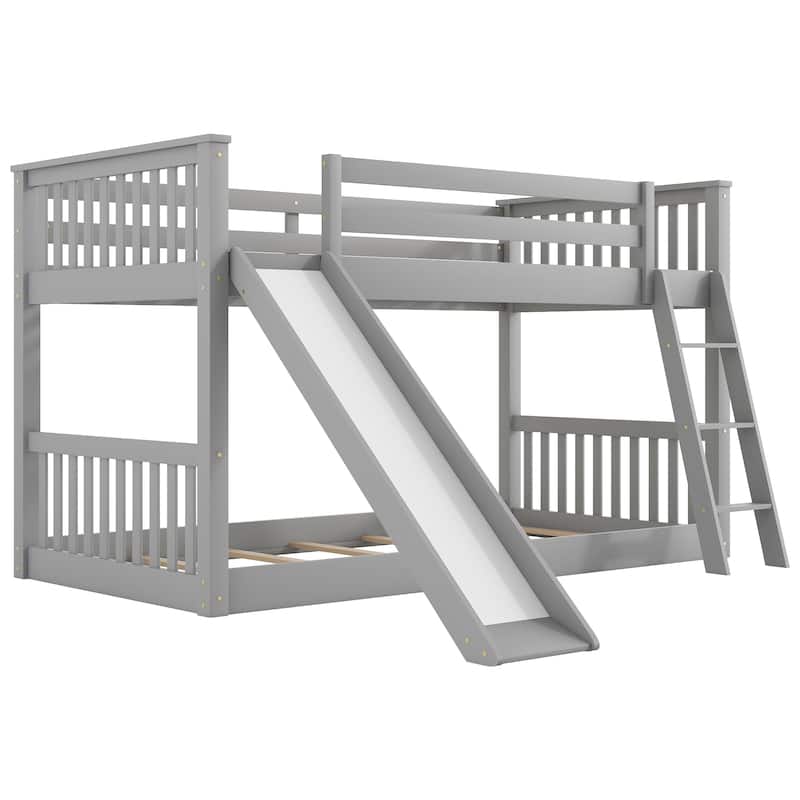 Twin over Twin Bunk Bed with Convertible Slide and Ladder