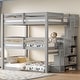 preview thumbnail 16 of 28, Triple Bunk Bed Twin Size Floor Bed with Storage Staircase Grey - Full