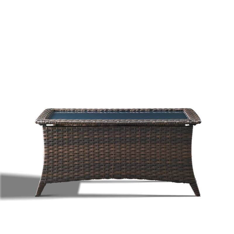 Outdoor Coffee Table with Storage Shelf - Brown