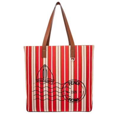 Fendi Men's Striped Medium Tote Bag