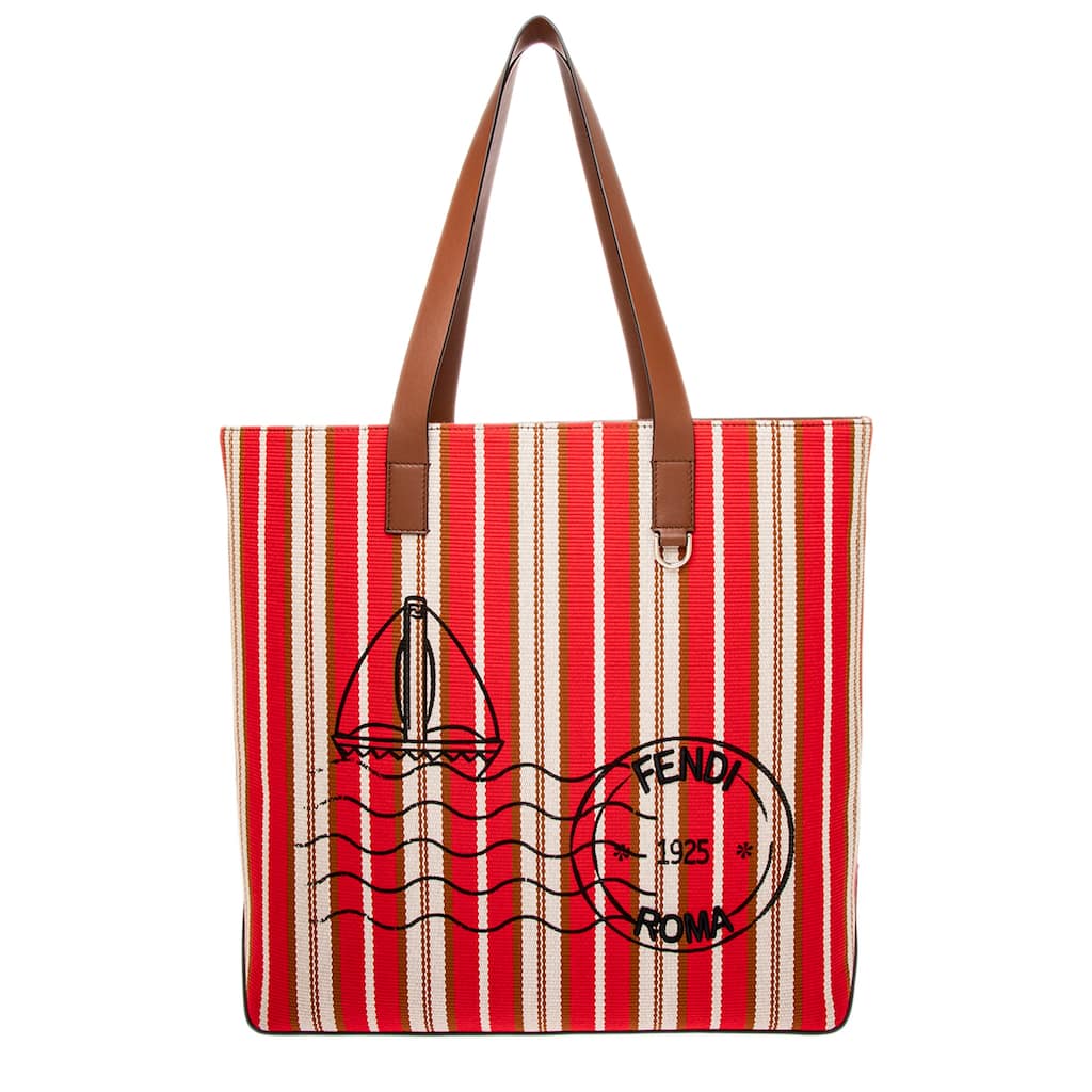 Fendi Men's Striped Medium Tote Bag