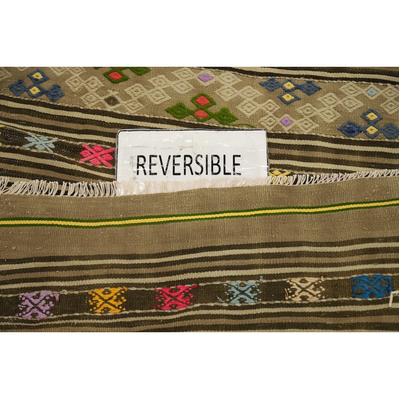 Hand Woven Oriental 100% Wool Carpet Southwestern Tribal Multi-Colored Kilim Area Rug - 8' 5'' X 5' 6''