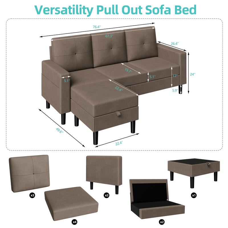 Futzca Convertible Sectional Sofa Couch