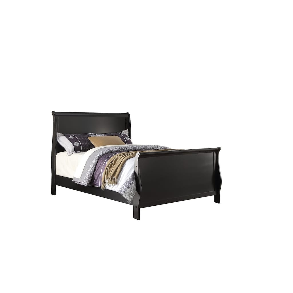 Modern Twin Size Sleigh Design Bedframe with Headboard and Footboard in Black