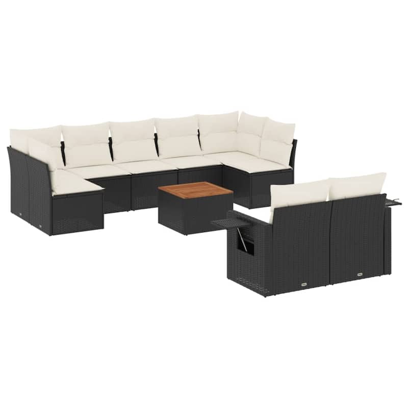 vidaXL Patio Sofa Set with Cushions Outdoor Furniture 10 Piece Poly Rattan