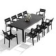preview thumbnail 12 of 18, 7/9/11/13-Piece Set Outdoor Aluminum Dining Table with Umbrella Hole and Stackable Chairs Black - Set of 11