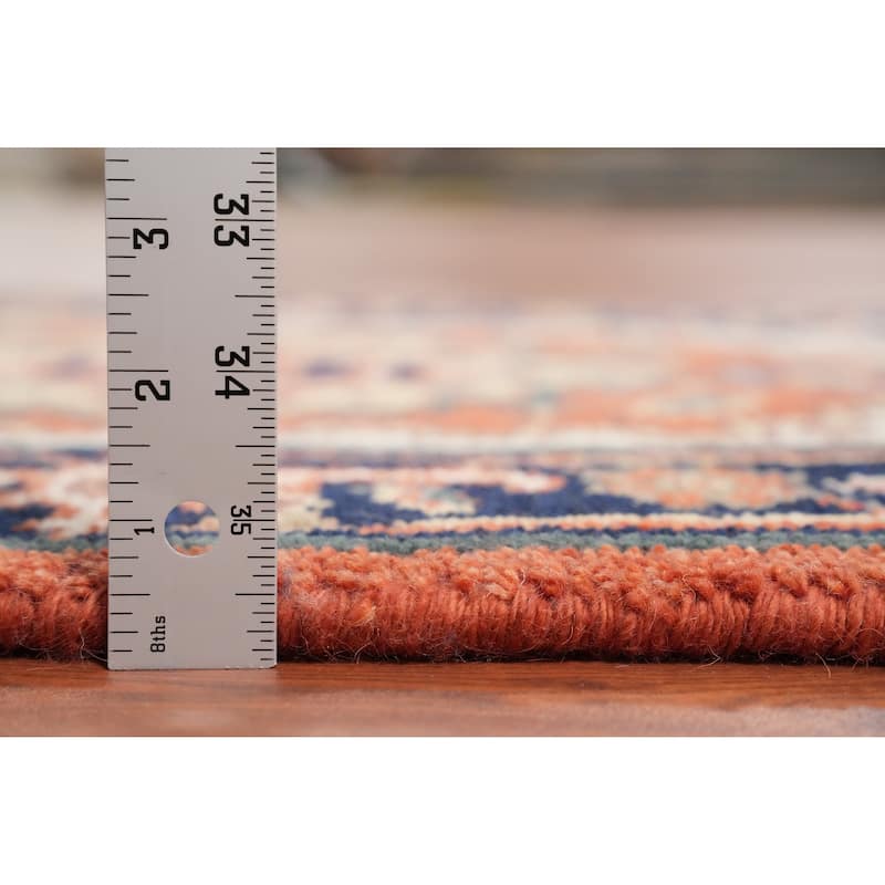Hand Knotted Oriental 100% Wool Carpet Traditional Medallion Oranges & Rust Heriz (serapi) Area Rug - 3' 0'' X 2' 0''