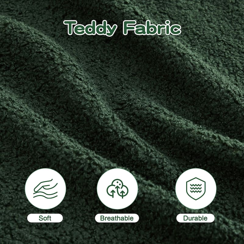 118" Teddy Fabric Boneless Couch, Upholstered 4-Seat Sofa with Curved Armrests, Modular Deep Seat Sofa, No Assembly Required