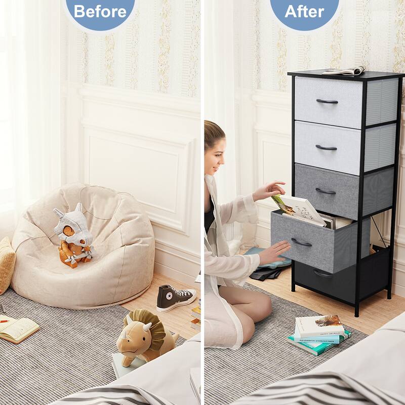 Crestlive Products Household 5-Drawer Vertical Dresser Storage Chest