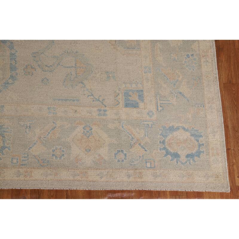 Hand Knotted Oriental 100% Wool Carpet Transitional All-Over Beige & Ivories Oushak Area Rug - 10' 0'' X 7' 8''