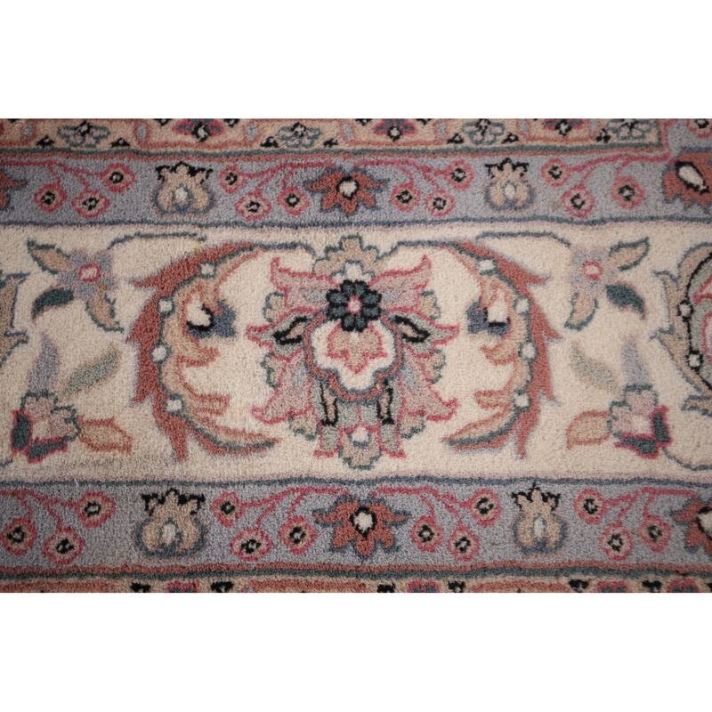 Black Floral Kashan Indian Area Rug Handmade Wool Carpet - 9'2"x 11'10"