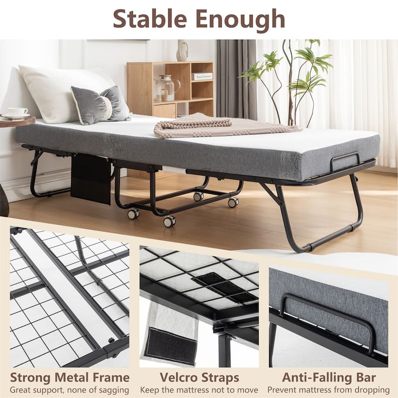 Folding Bed Cot with Mattress for Adult