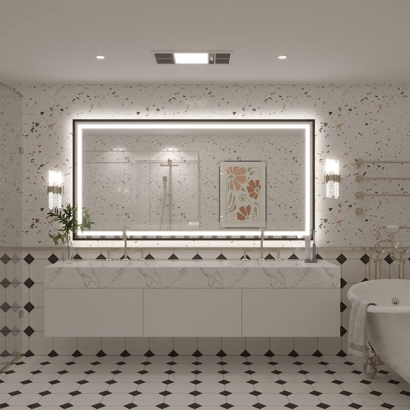 KIOTEE 24V Ultra-Bright LED Bathroom Mirror, Anti-Fog, Tempered Glass