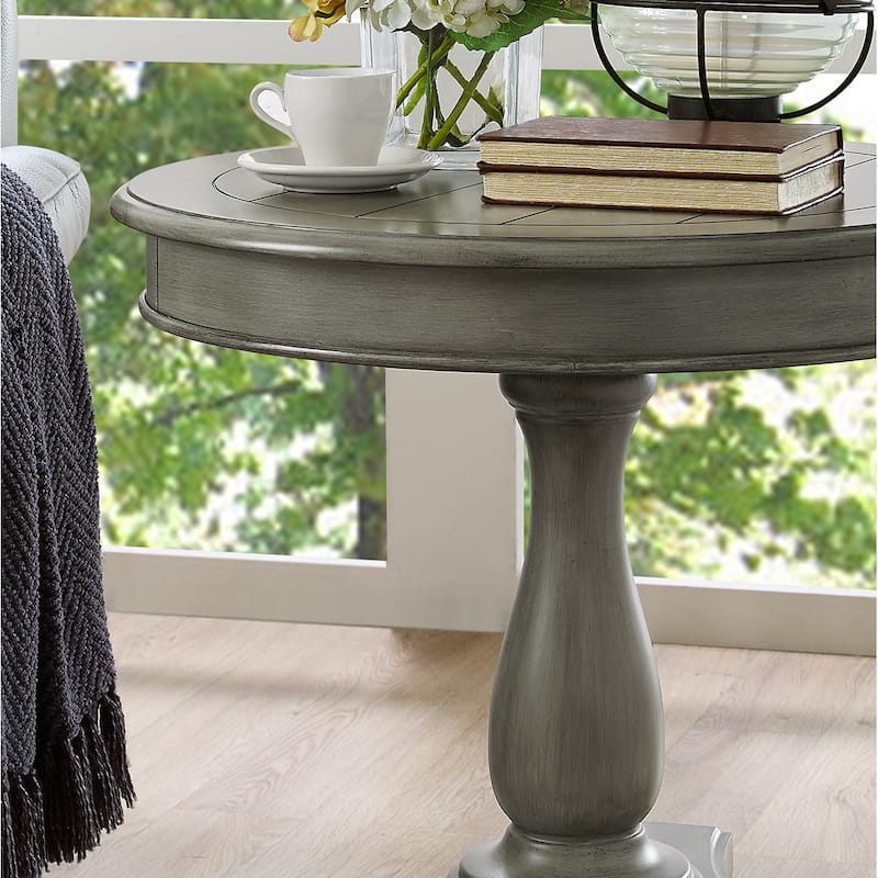26" Traditional Wooden Side Table with Stable Base for Living Room and Bedroom