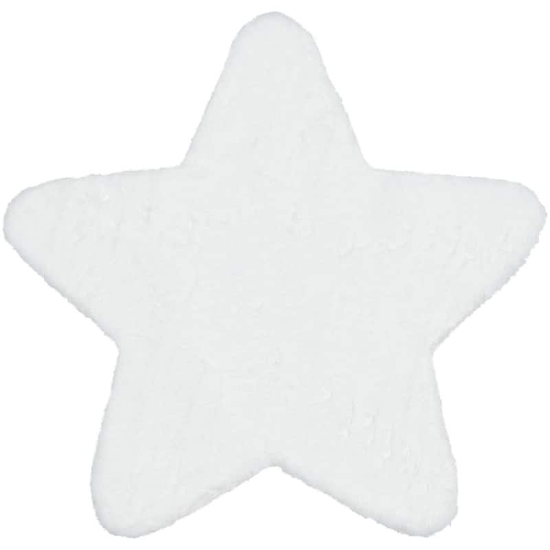 Well Woven Opal Crest Plush Glam Modern Area Rug - 5'2" Star - White - Novelty