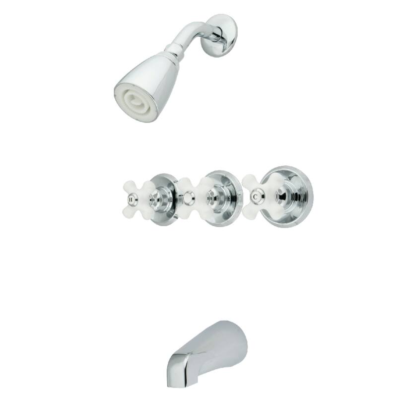 Victorian Three-Handle Tub and Shower Faucet - Polished Chrome