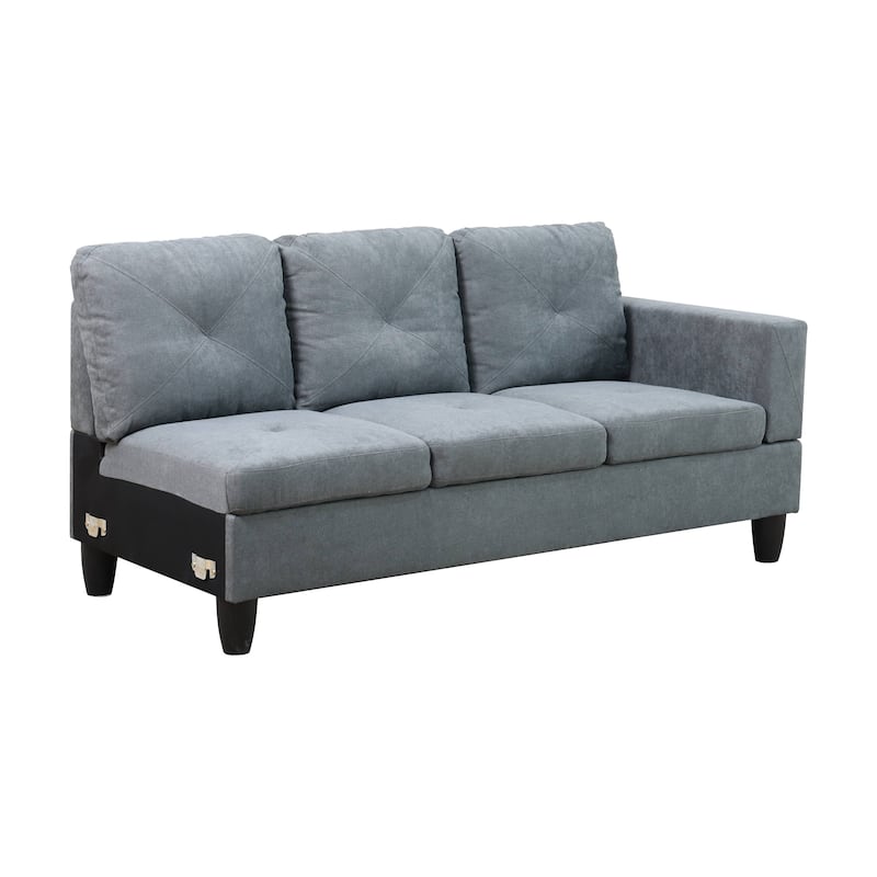 Dark Grey Flannelette 3-Piece Living Room Sofa Set