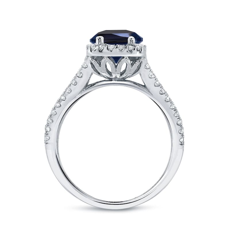 Auriya 14k Gold 3/4ct Modern Princess-cut Sapphire Halo Diamond Engagement Ring 3/5ctw (H-I, SI1-SI2)