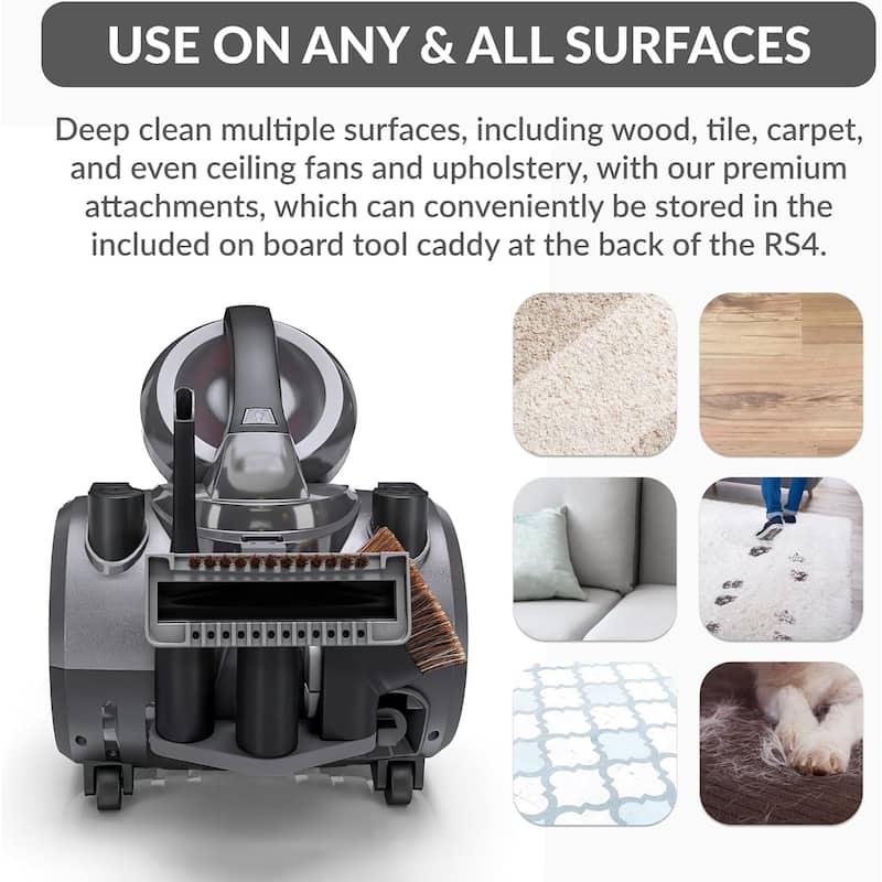 Prolux RS4 Lightweight Bagless Canister Vacuum with Dual HEPA Filtration Premium Button Lock Tools and Automatic Cord Rewind